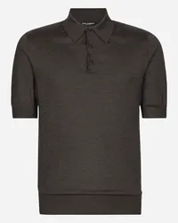 Dolce & Gabbana Polo In Seta - Uomo Maglieria Grigio Canna