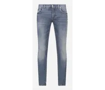 Stretch Skinny Jeans With Small Abrasions - Uomo Denim Multicolore