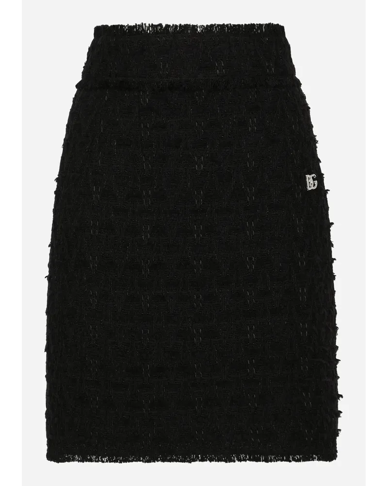 Dolce & Gabbana Gonna In Stuoia Con Spacco Laterale - Donna Gonne Nero Nero