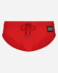 Dolce & Gabbana Swim Briefs With High-cut Leg And Branded Tag - Uomo Beachwear Bordeaux Jersey Bordeaux