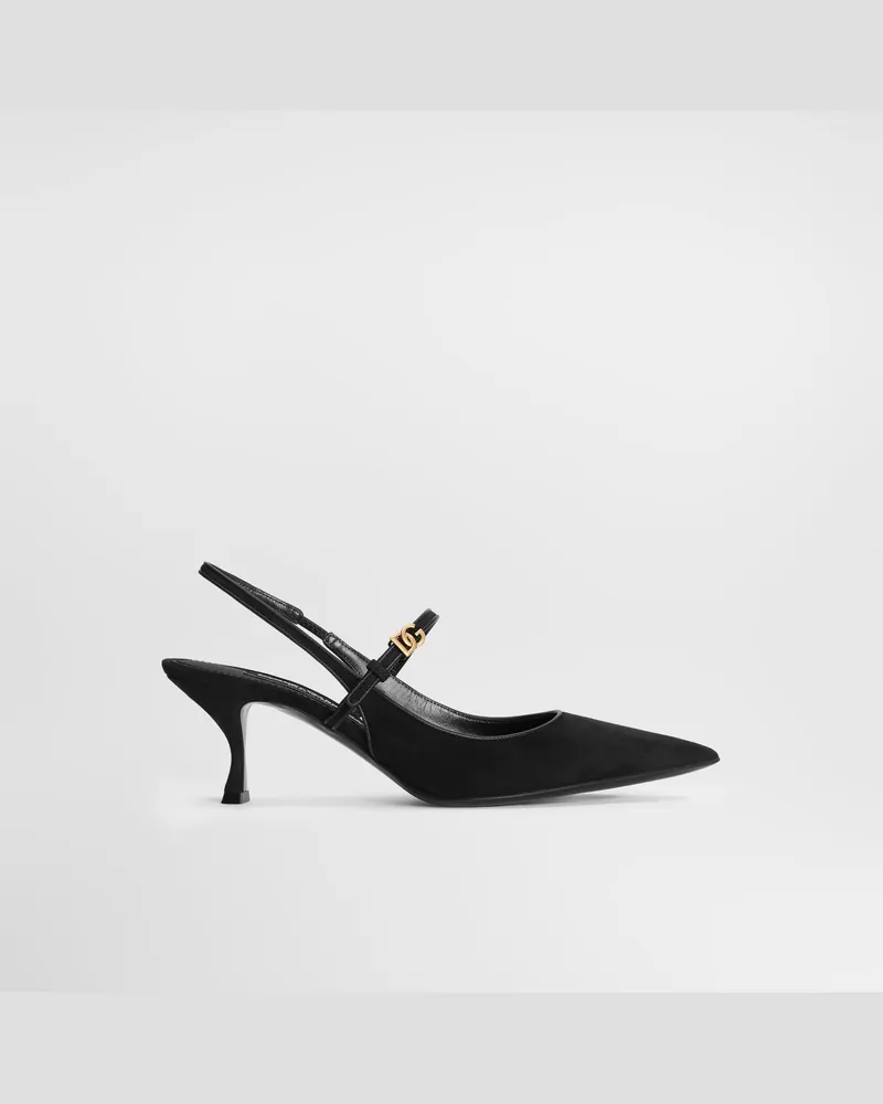 Dolce & Gabbana Slingback In Suede - Donna Décolleté E Slingback Nero Nero