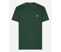 T-shirt Cotone Con Placca Logata - Uomo T-shirts E Polo Verde Cotone