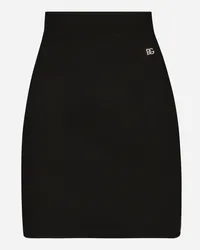 Dolce & Gabbana Gonna Corta In Maglia Di Viscosa Stretch Con Logo Dg - Donna Gonne Nero Nero