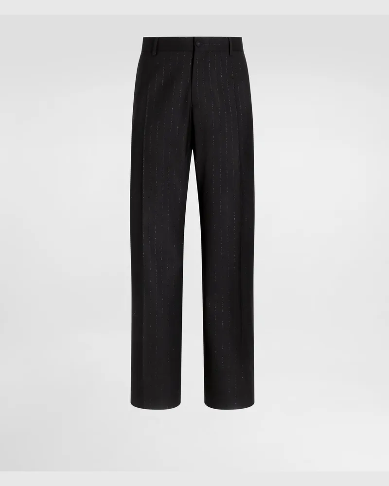 Dolce & Gabbana Pantaloni In Lana Gessata - Uomo Collection Rigato