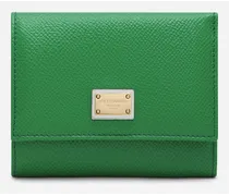 Dauphine Calfskin Wallet With Branded Tag - Donna Portafogli E Piccola Pelletteria Verde Pelle