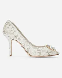 Dolce & Gabbana Décolleté In Pizzo Taormina Con Cristalli - Donna Décolleté E Slingback Grigio Pizzo Ghiaccio