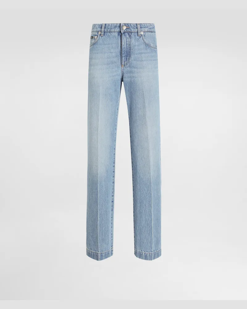 Dolce & Gabbana Jeans Loose In Denim Con Piega Stirata - Donna Denim Multicolore Variante