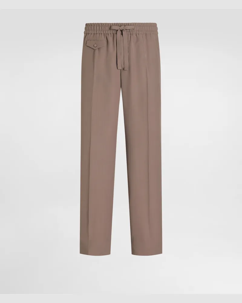Dolce & Gabbana Pantaloni Jogging In Popeline Di Lana - Uomo Pantaloni E Shorts Marrone Marrone