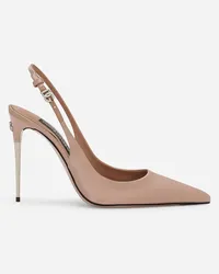 Dolce & Gabbana Slingback In Raso - Donna Décolleté E Slingback Beige Viscosa Beige