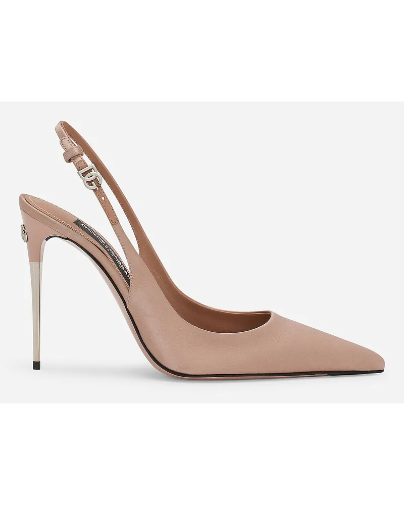 Dolce & Gabbana Slingback In Raso - Donna Décolleté E Slingback Beige Viscosa Beige