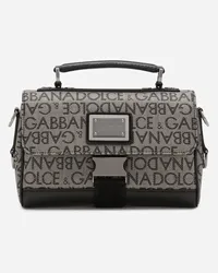 Dolce & Gabbana Borsa A Tracolla In Jacquard - Uomo Borse A Tracolla Nero Tessuto Marrone