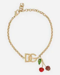 Dolce & Gabbana Bracelet With Dg Logo And Cherry Charms - Donna Bijoux Oro Metallo Oro