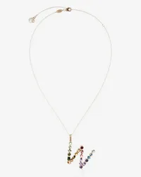 Dolce & Gabbana Pendente W Rainbow Alphabet Con Gemme Multicolor - Donna Collane Oro Oro