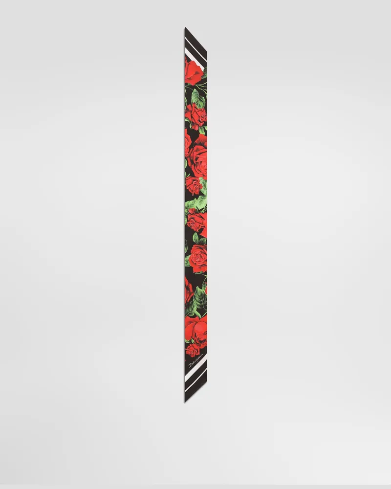 Dolce & Gabbana Bandeau In Twill Di Seta Stampa Rose - Donna Sciarpe E Foulard Stampa Stampa