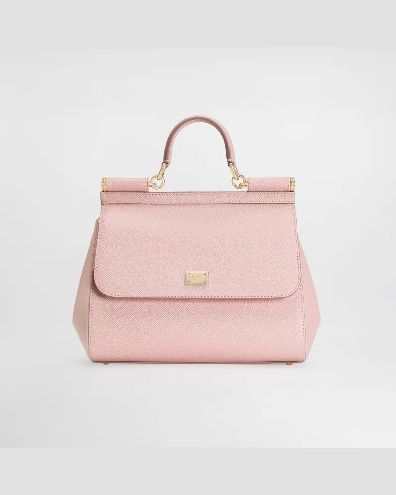 Dolce & Gabbana Borsa A Mano Sicily Grande In Pelle Di Vitello Dauphine - Donna Borse A Mano Rosa Rosa