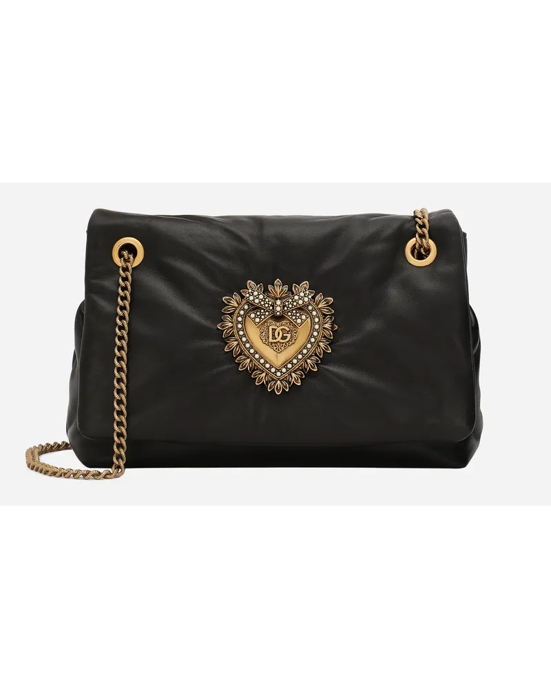 Dolce & Gabbana Borsa A Spalla Devotion Soft Media - Donna Borse A Spalla E Tracolla Nero Pelle Nero
