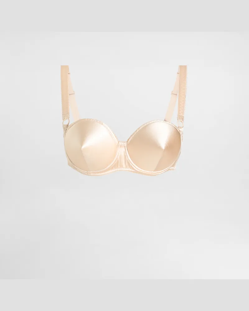 Dolce & Gabbana Reggiseno Balconcino In Raso Con Coppe A Cono - Donna Intimo Cipria Cipria