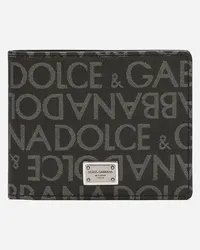 Dolce & Gabbana Portafoglio Bifold In Jacquard Spalmato - Uomo Portafogli E Piccola Pelletteria Multicolore Tessuto Nero