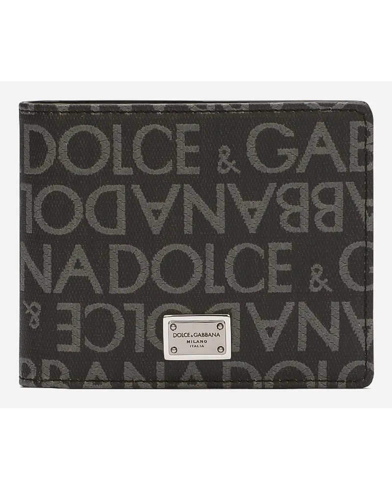 Dolce & Gabbana Portafoglio Bifold In Jacquard Spalmato - Uomo Portafogli E Piccola Pelletteria Multicolore Tessuto Nero