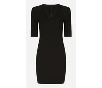 Short Jersey Dress With 3/4 Sleeves - Donna Abiti Nero Viscosa