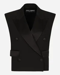 Dolce & Gabbana Giacca Senza Maniche Doppiopetto Tuxedo In Gabardina Di Lana - Donna Giacche E Blazer Nero Lana Nero