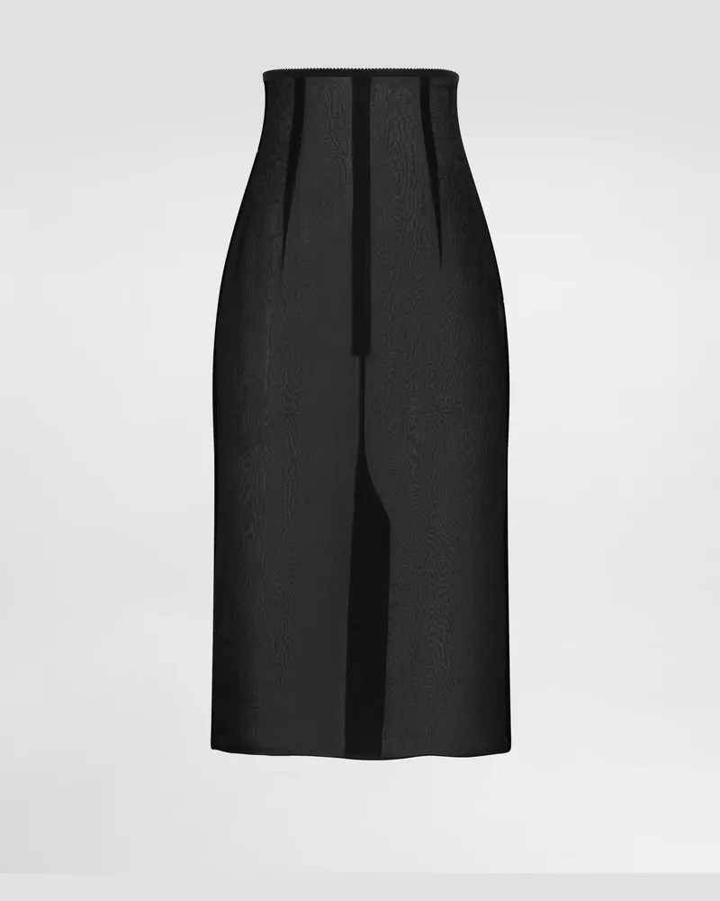 Dolce & Gabbana Gonna Longuette In Velo Chiffon - Donna Gonne Nero Seta Nero