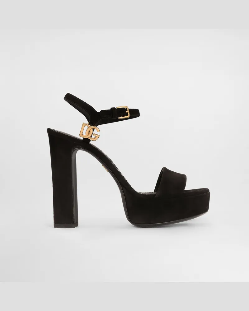 Dolce & Gabbana Sandalo Platform In Suede - Donna Sandali E Zeppe Nero Nero