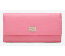 Dauphine Calfskin Wallet With Branded Tag - Donna Portafogli E Piccola Pelletteria Rosa Pelle