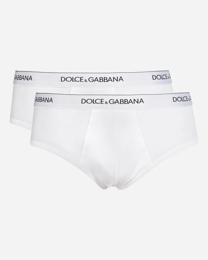 Dolce & Gabbana Bi-pack Slip Brando Cotone Stretch - Uomo Intimo E Loungewear Bianco Cotone Bianco