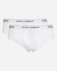 Dolce & Gabbana Bi-pack Slip Brando Cotone Stretch - Uomo Intimo E Loungewear Bianco Cotone Bianco