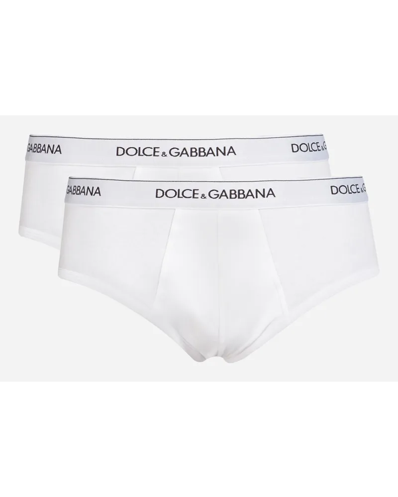 Dolce & Gabbana Bi-pack Slip Brando Cotone Stretch - Uomo Intimo E Loungewear Bianco Cotone Bianco