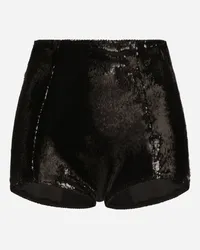 Dolce & Gabbana Culotte Vita Alta In Paillettes - Donna Pantaloni E Shorts Nero Paillettes Nero