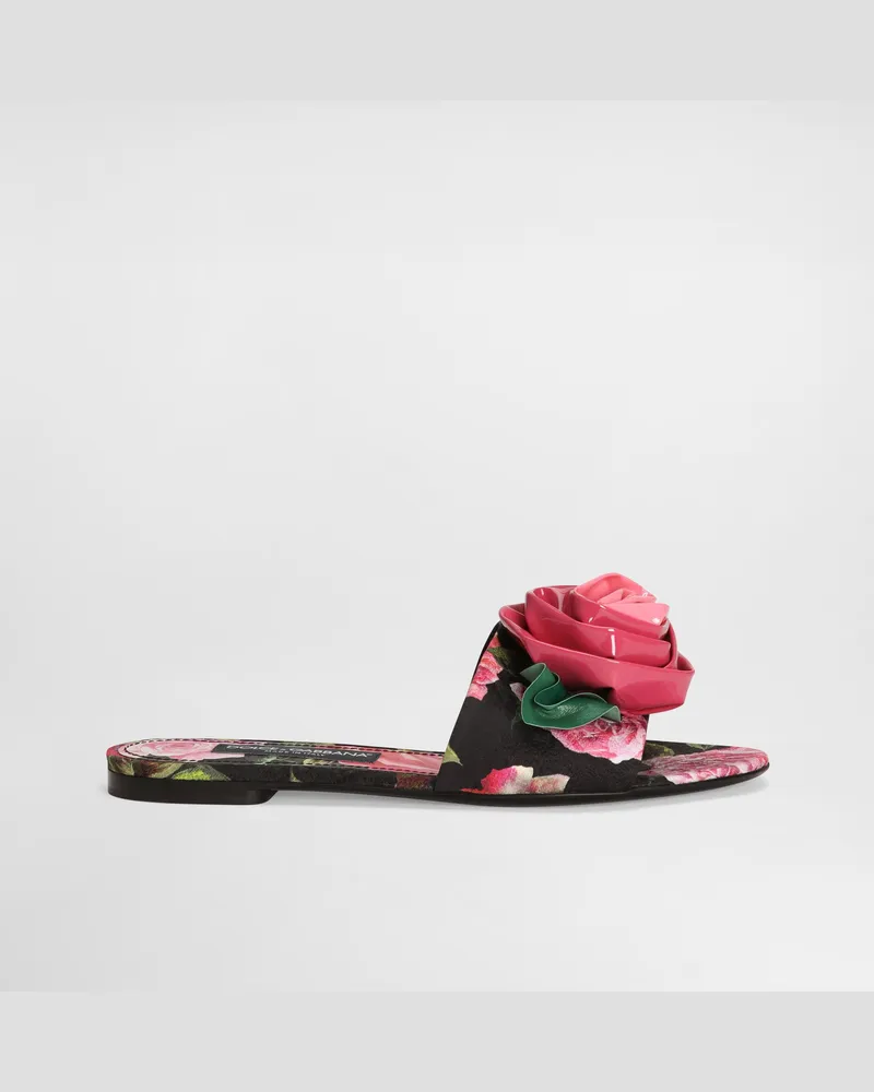 Dolce & Gabbana Slide In Broccato Stampato - Donna Slide E Mule Stampa Stampa
