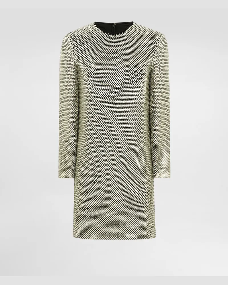Dolce & Gabbana Abito Corto Maniche Lunghe In Crystal Mesh - Donna Abiti Oro Oro
