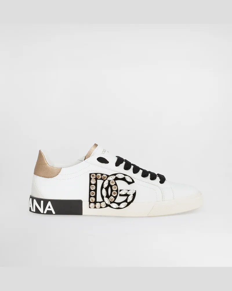 Dolce & Gabbana Sneaker Portofino Vintage In Pelle Di Vitello - Donna Sneaker Bianco Pelle Bianco