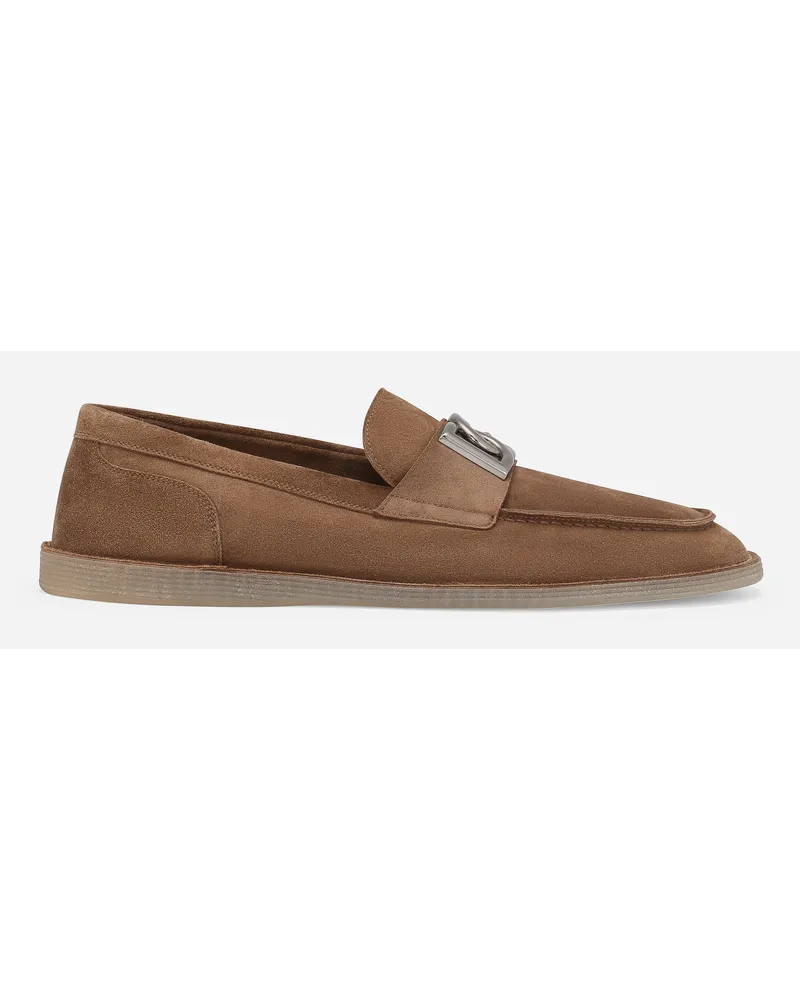 Dolce & Gabbana Mocassino In Suede - Uomo Driver E Mocassini Marrone Marrone