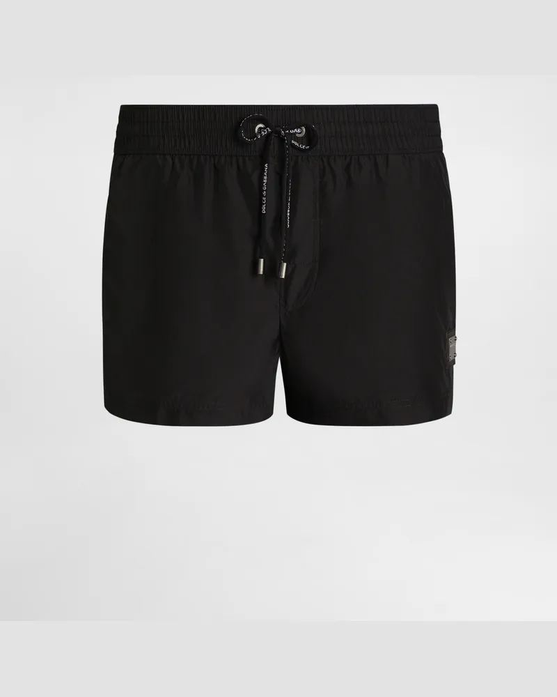 Dolce & Gabbana Boxer Corto - Uomo Beachwear Nero Tessuto Nero