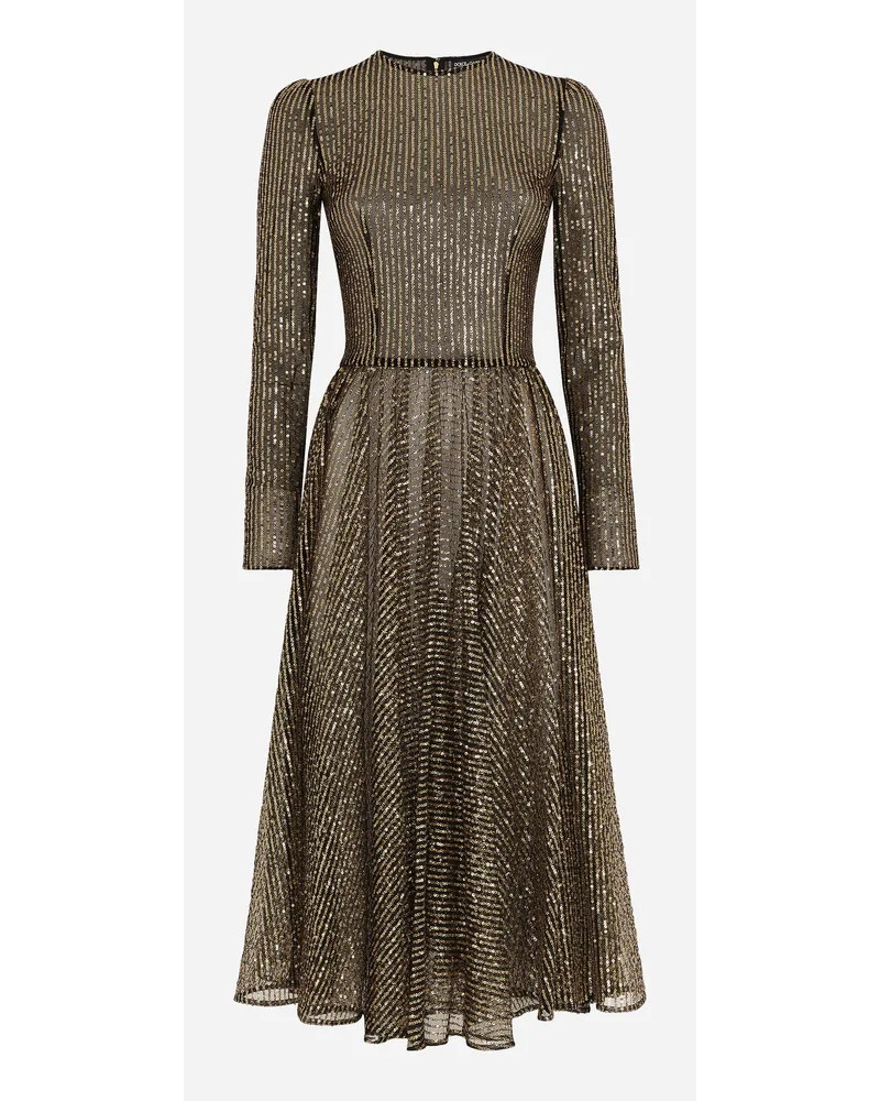 Dolce & Gabbana Abito Maniche Lunghe Midi In Paillettes - Donna Abiti Oro Oro