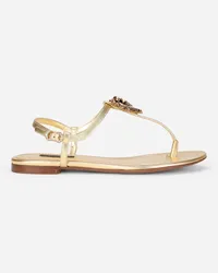 Dolce & Gabbana Infradito Devotion In Nappa - Donna Flat Shoes Oro Pelle Oro