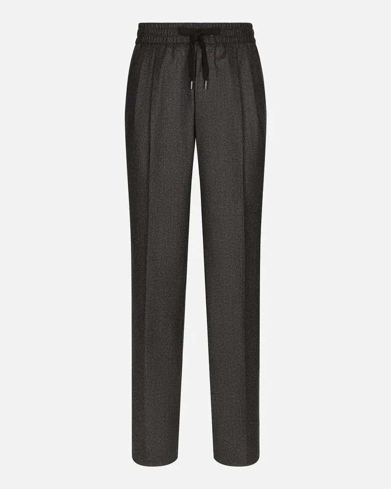 Dolce & Gabbana Pantaloni Jogging In Flanella - Uomo Pantaloni E Shorts Grigio Melange