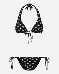 Dolce & Gabbana Bikini A Triangolo Stampa Logo Dg - Donna Beachwear Stampa Stampa