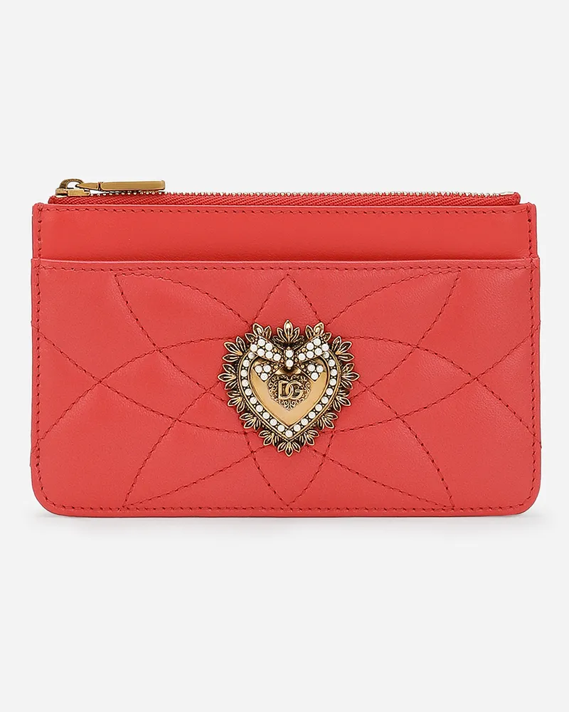 Dolce & Gabbana Portacarte Devotion Medio - Donna Portafogli E Piccola Pelletteria Arancione Pelle Arancione