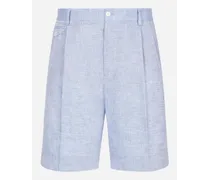 Bermuda In Lino - Uomo Pantaloni E Shorts Azzurro