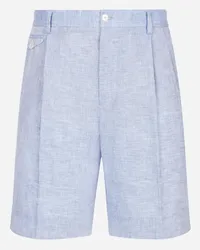 Dolce & Gabbana Bermuda In Lino - Uomo Pantaloni E Shorts Azzurro Azzurro