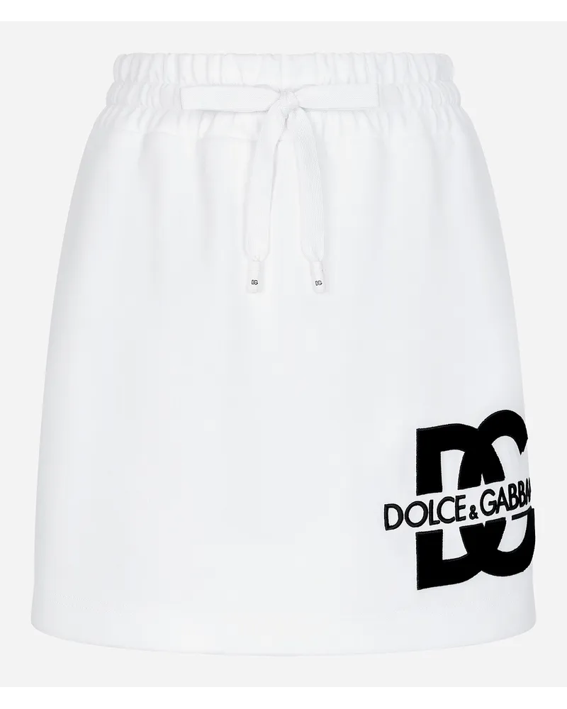 Dolce & Gabbana Minigonna In Jersey Con Patch Logo Dg - Donna Gonne Bianco Bianco