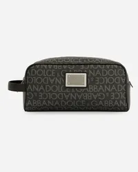 Dolce & Gabbana Necessaire In Jacquard Spalmato - Uomo Portafogli E Piccola Pelletteria Multicolore Tessuto Nero