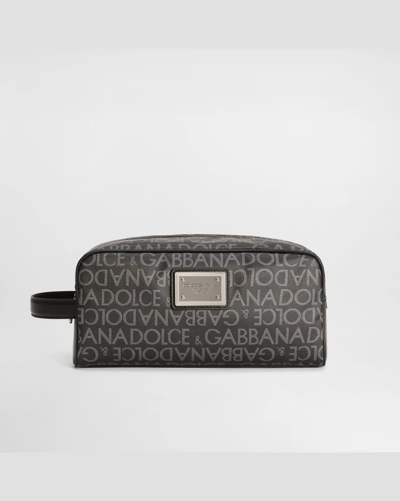 Dolce & Gabbana Necessaire In Jacquard Spalmato - Uomo Portafogli E Piccola Pelletteria Multicolore Tessuto Nero