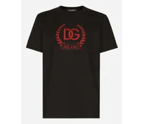 T-shirt In Cotone Con Ricamo Logo Dg Milano - Uomo T-shirts E Polo Nero Jersey