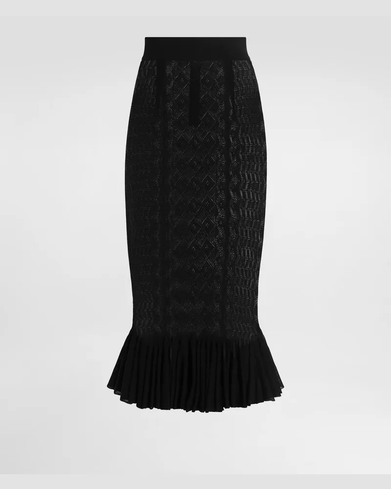 Dolce & Gabbana Gonna In Maglia A Punto Pizzo - Donna Gonne Nero Nero