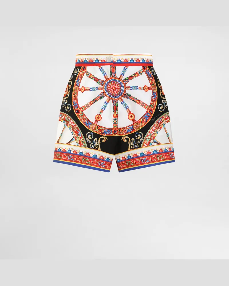 Dolce & Gabbana Shorts In Popeline Stampa Carretto - Donna Pantaloni E Shorts Multicolore Variante